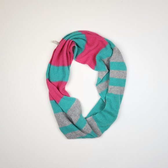 Nordstrom 100% Cashmere Colorful Striped Lightweight Knit Infinity Scarf Flawed - Picture 1 of 7